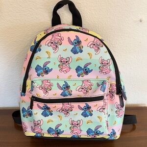 Disney Bioworld Stitch and Angel Bananas Mini Backpack - Pink and Blue